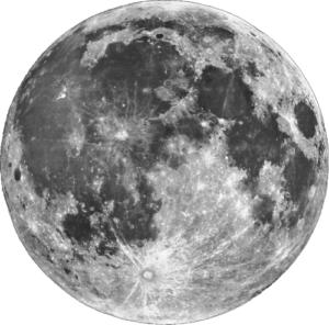A black and white image of the moon